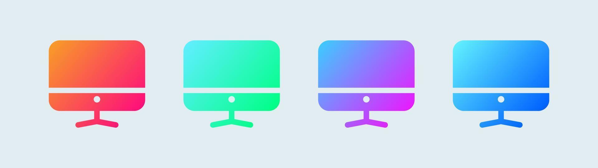 dator solid ikon i gradient färger. desktop monitor tecken vektor illustration.