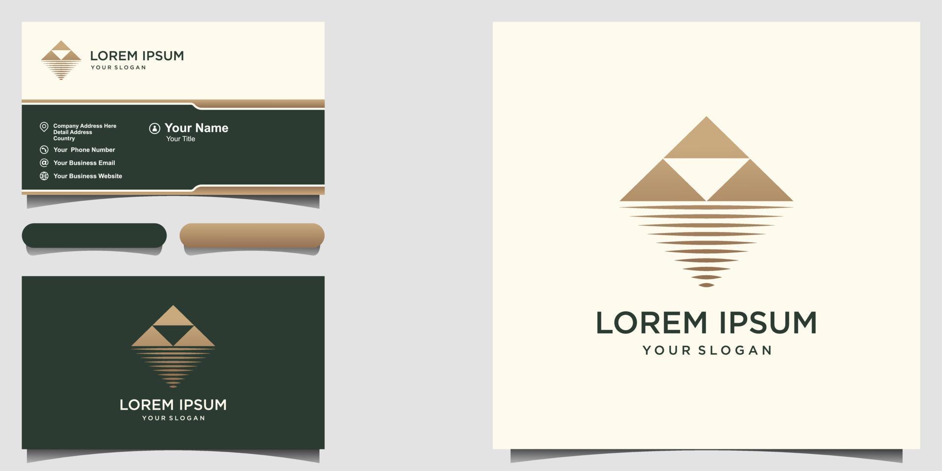 minimalistisk berg och hav logotyp vektor