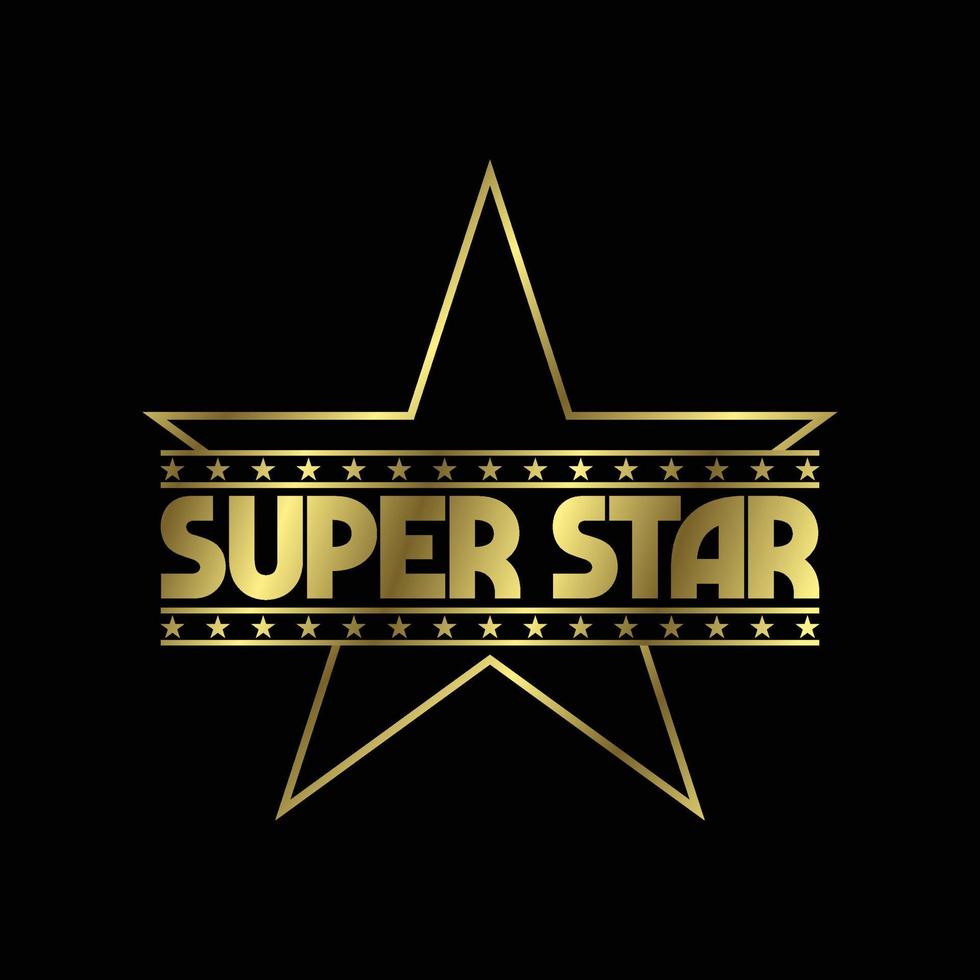 goldenes Superstar-Text-Logo-Zeichensymbol. Vektor-Illustration Grafikelement auf dem dunklen Hintergrund vektor