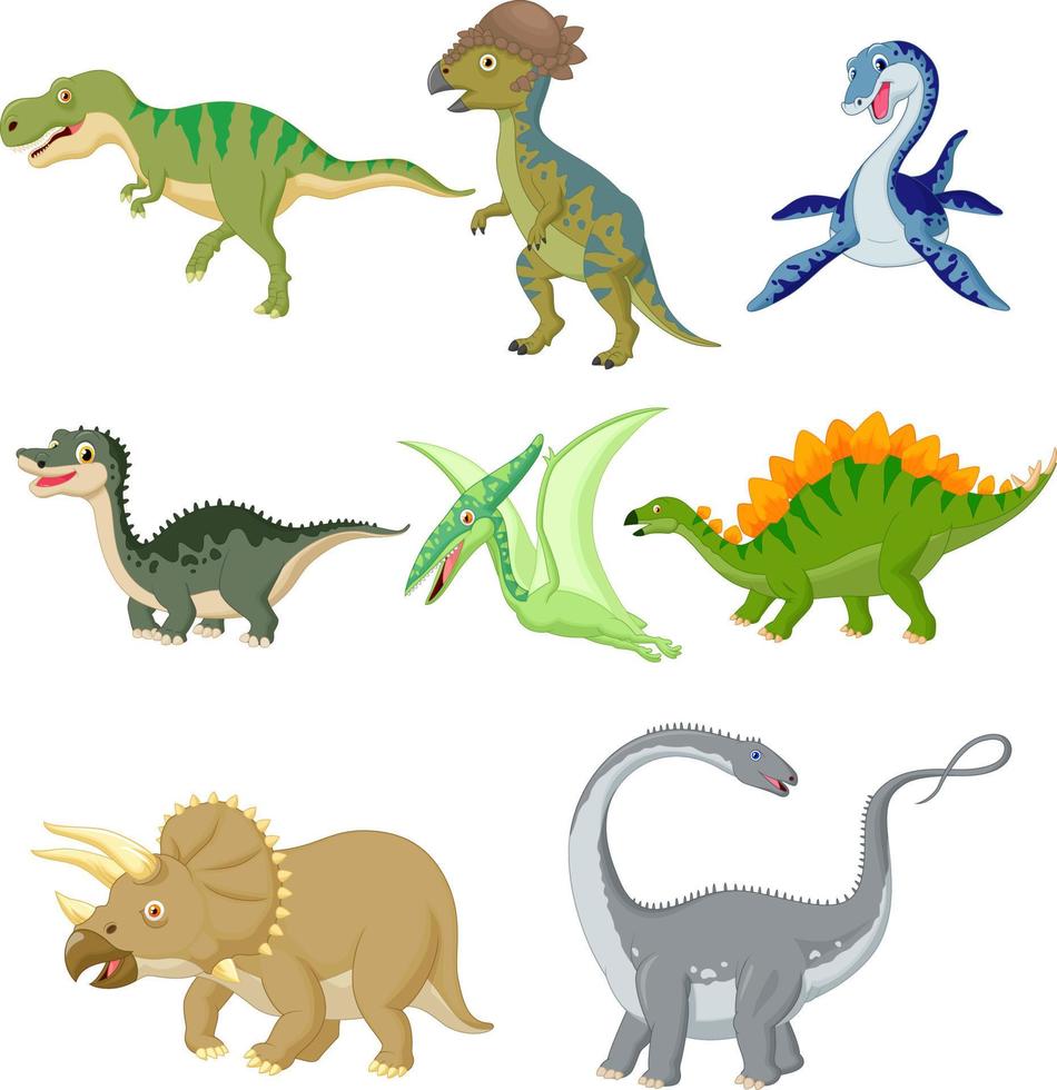 tecknade dinosaurier samling set vektor