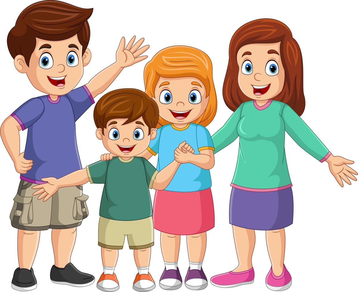 Cartoon glückliche Familie auf weißem Hintergrund vektor