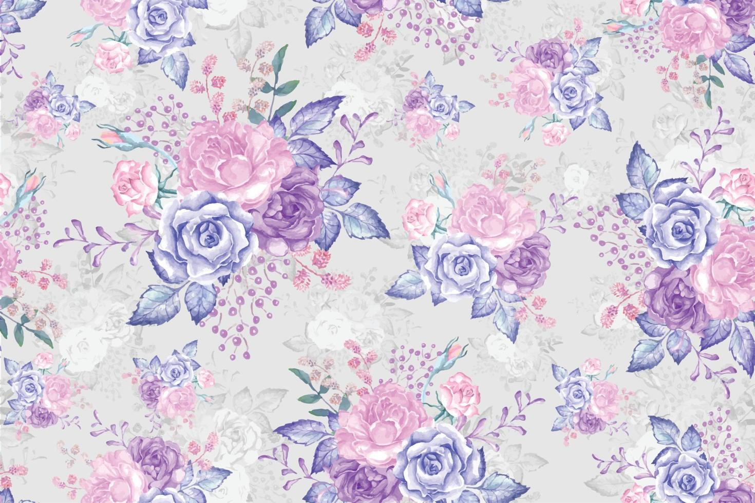 ros seamless mönster med vattenfärg. designad för tyg och tapeter, vintage stil. handritad blommönster illustration. blommande blomma målning för sommaren. botanik bakgrund. vektor