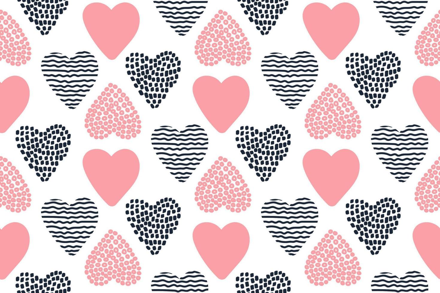 seamless mönster med handritade valentine hjärtan. bra för tapeter, omslagspapper, inbjudningskort, textiltryck. bakgrund för st. alla hjärtans dag. vektor illustration.