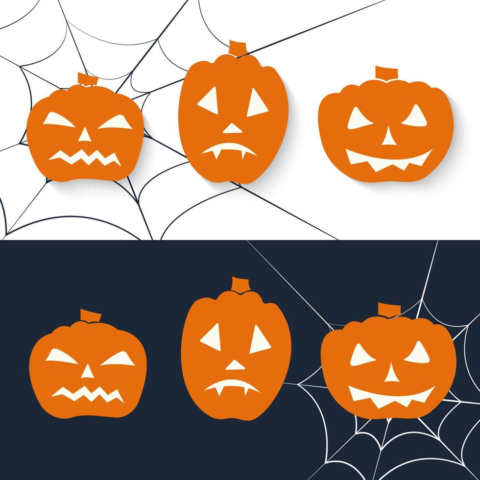 gruseliger Kürbis-Icon-Set. Halloween-Gruß. Vektor-Illustration. vektor