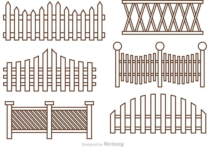 Fence Outline Ikoner Vector