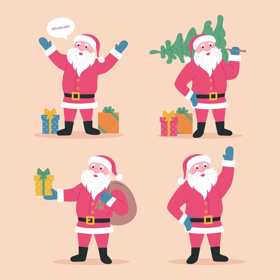 Sammlung von Cartoon-Vektor-Weihnachtsmann-Symbolen. Weihnachtsillustration vektor
