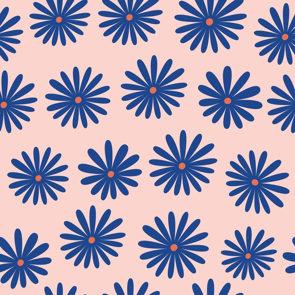mörkblå blommor mönster vektor sömlös