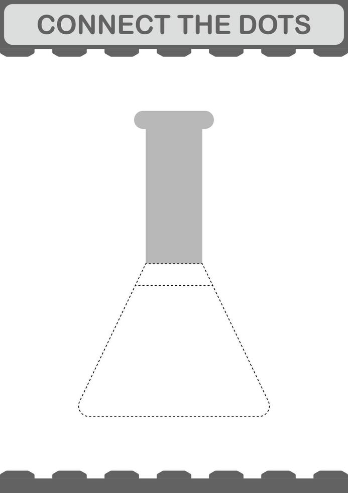 Verbinde die Punkte Erlenmeyerkolben. Arbeitsblatt für Kinder vektor