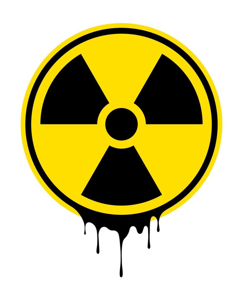 Strahlungszeichen. Warnsymbol. Grunge-Effekt. Flaches Symbol für radioaktiven Vektor