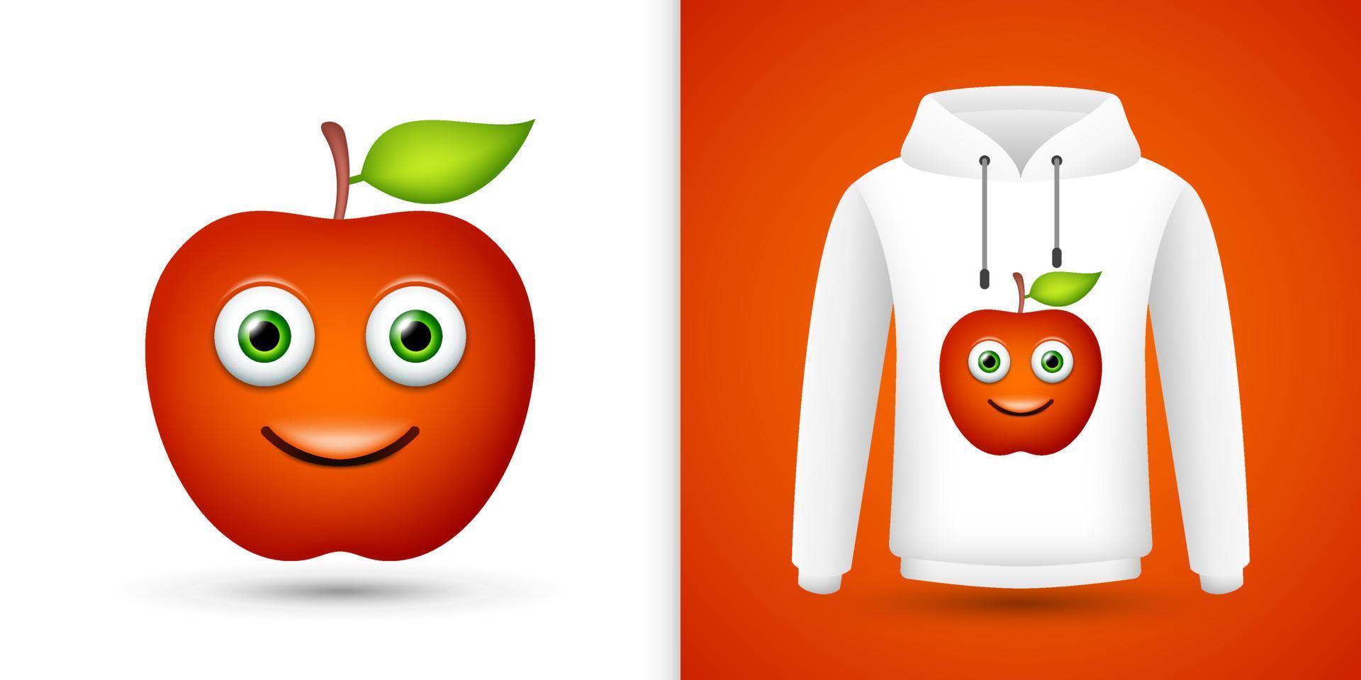 äpple på vit sweatshirt hoodie. vektor