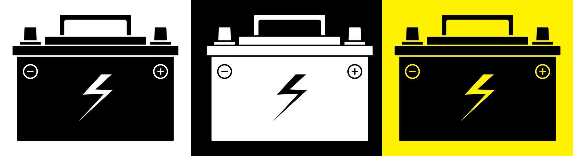 Autobatteriesymbol mit elektrischem Ladezeichen. Aufrechterhaltung der Batterieleistung. Wartung in einer Autowerkstatt. Vektor