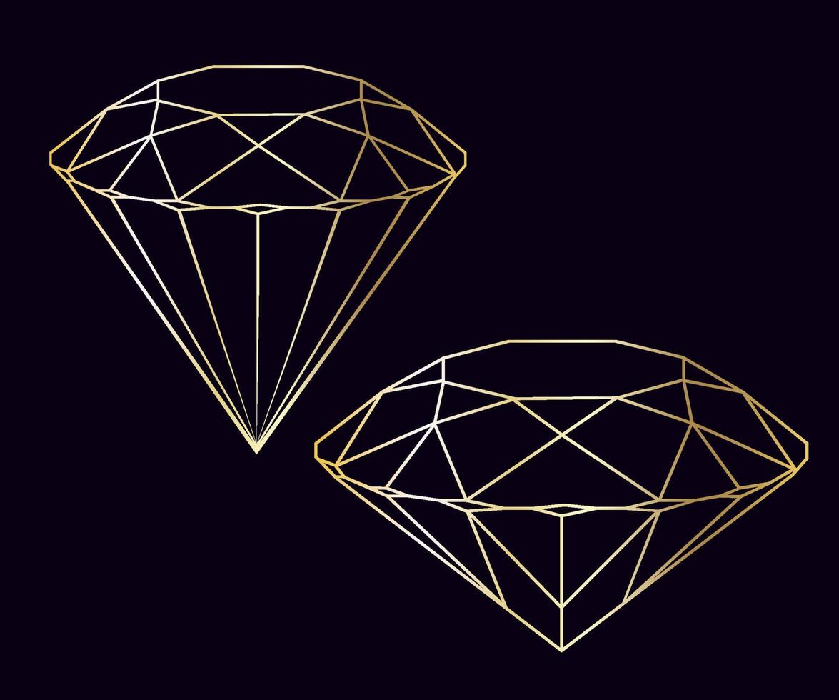 vektor lyx kristall diamant form. geometrisk premium glitter ikon, polygon mosaik form ametist pärla kvarts sten linje konst stil