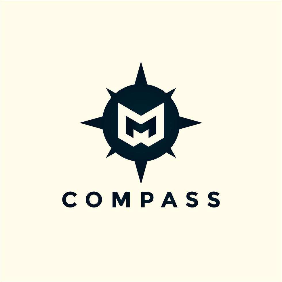 modern bokstav m kompass logotyp illustration design vektor