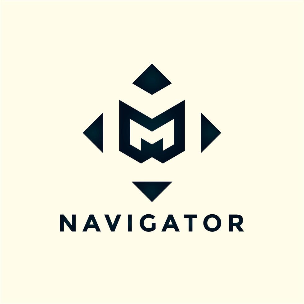 modernes navigationslogo-illustrationsdesign des buchstaben m vektor