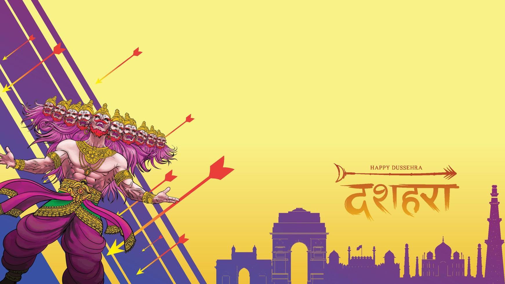 kreative vektorillustration von lord rama, der ravana beim glücklichen dussehra navratri poster festival von indien tötet. übersetzung dussehra vektor