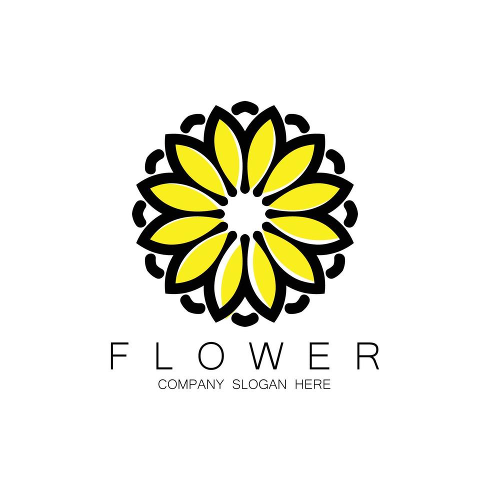 Blumenlogodesign, Mandala-Kunstvektor, für Firmenmarke, Banneraufkleber oder Produkt vektor