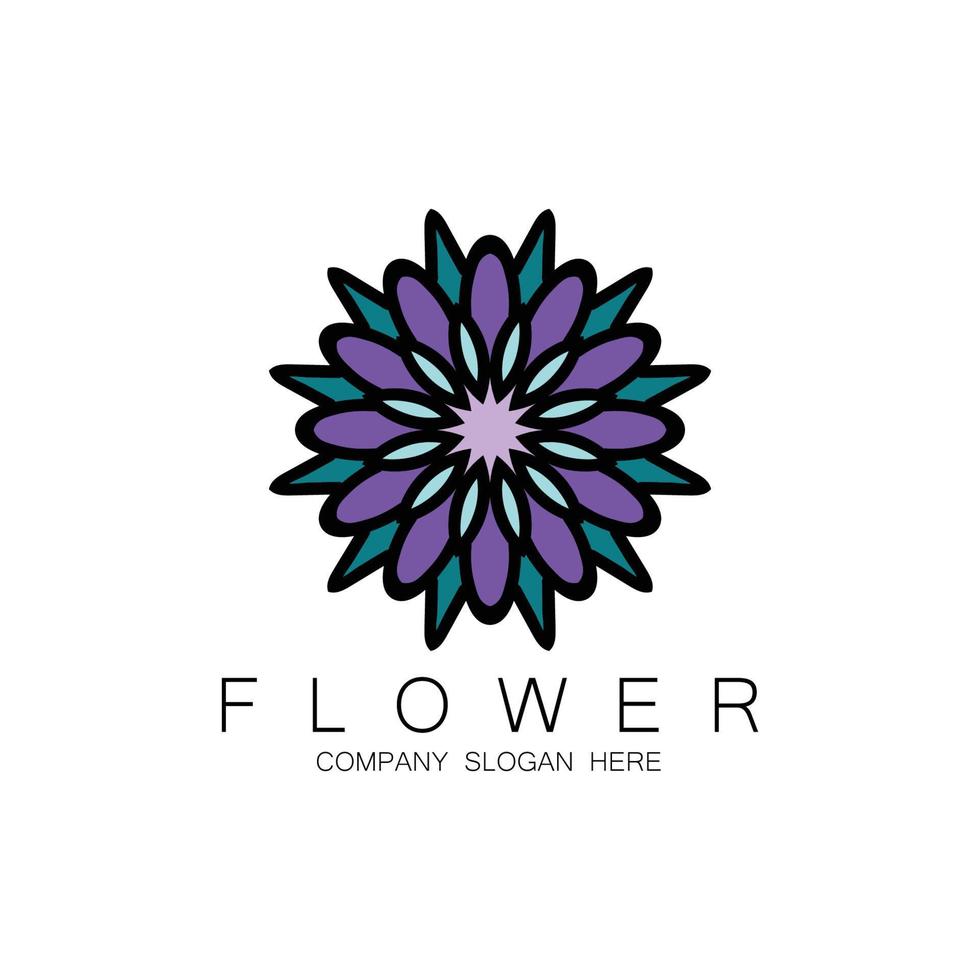 blommig logotypdesign, mandalakonstvektor, för företagets varumärke, bannerklistermärke eller produkt vektor