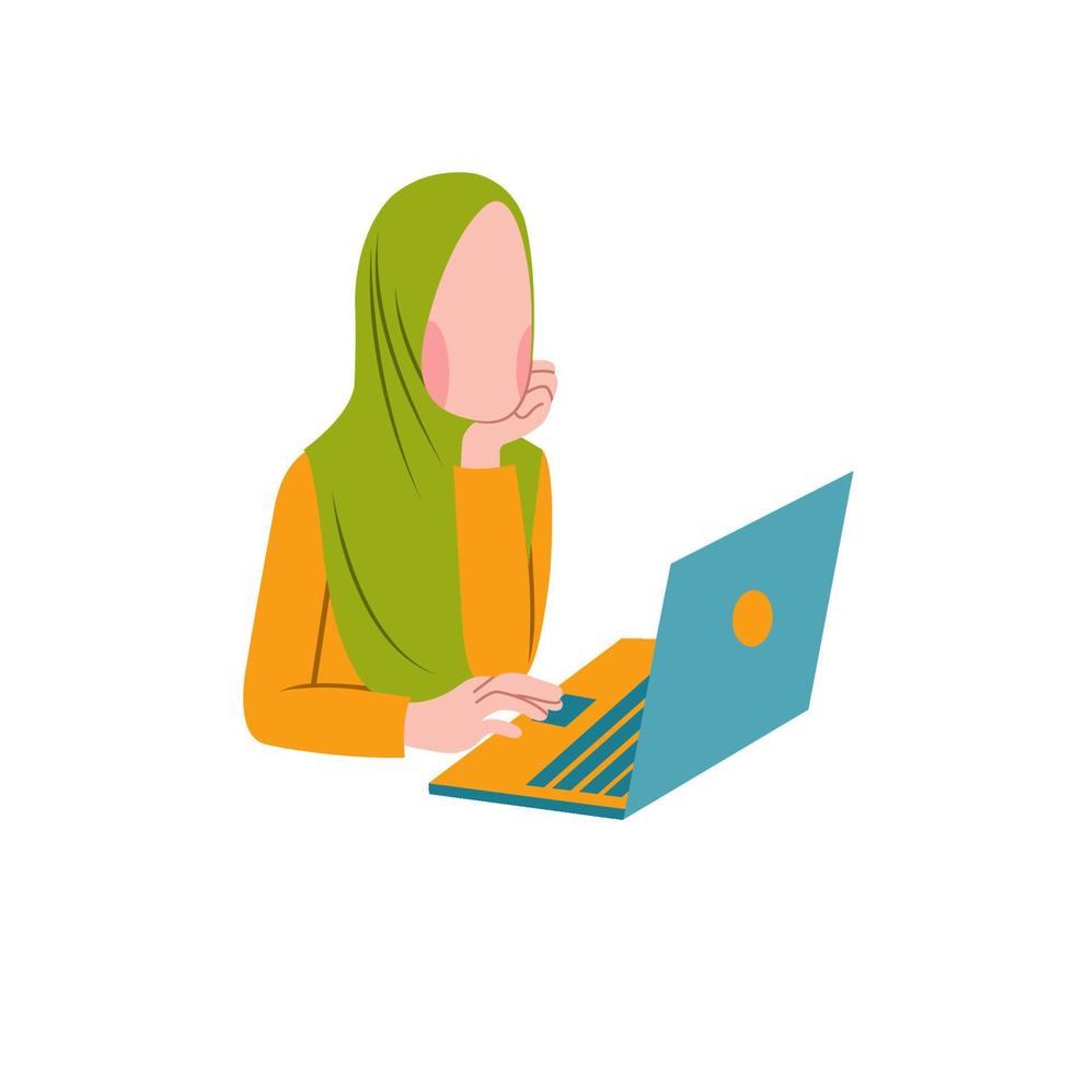muslimische freiberufler arbeiten mit laptop vektor