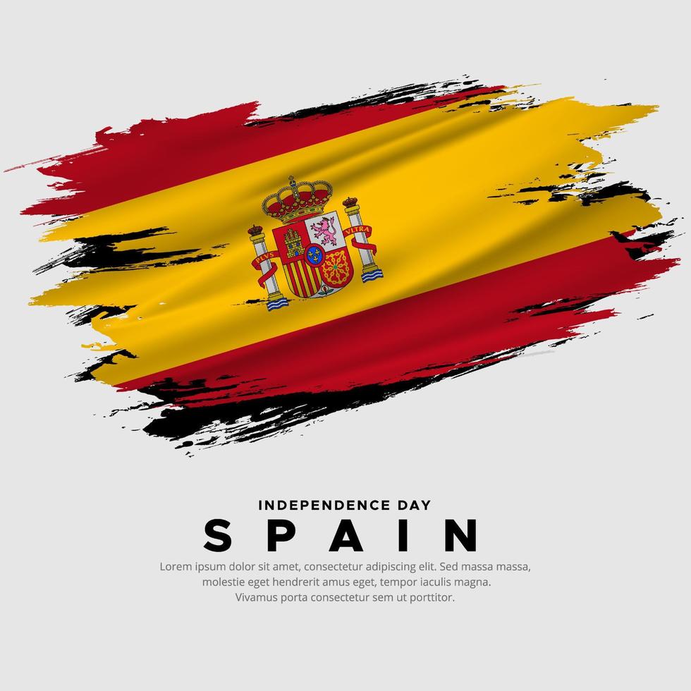 modern och fantastisk design för Spaniens självständighetsdag med vågig flaggvektor vektor