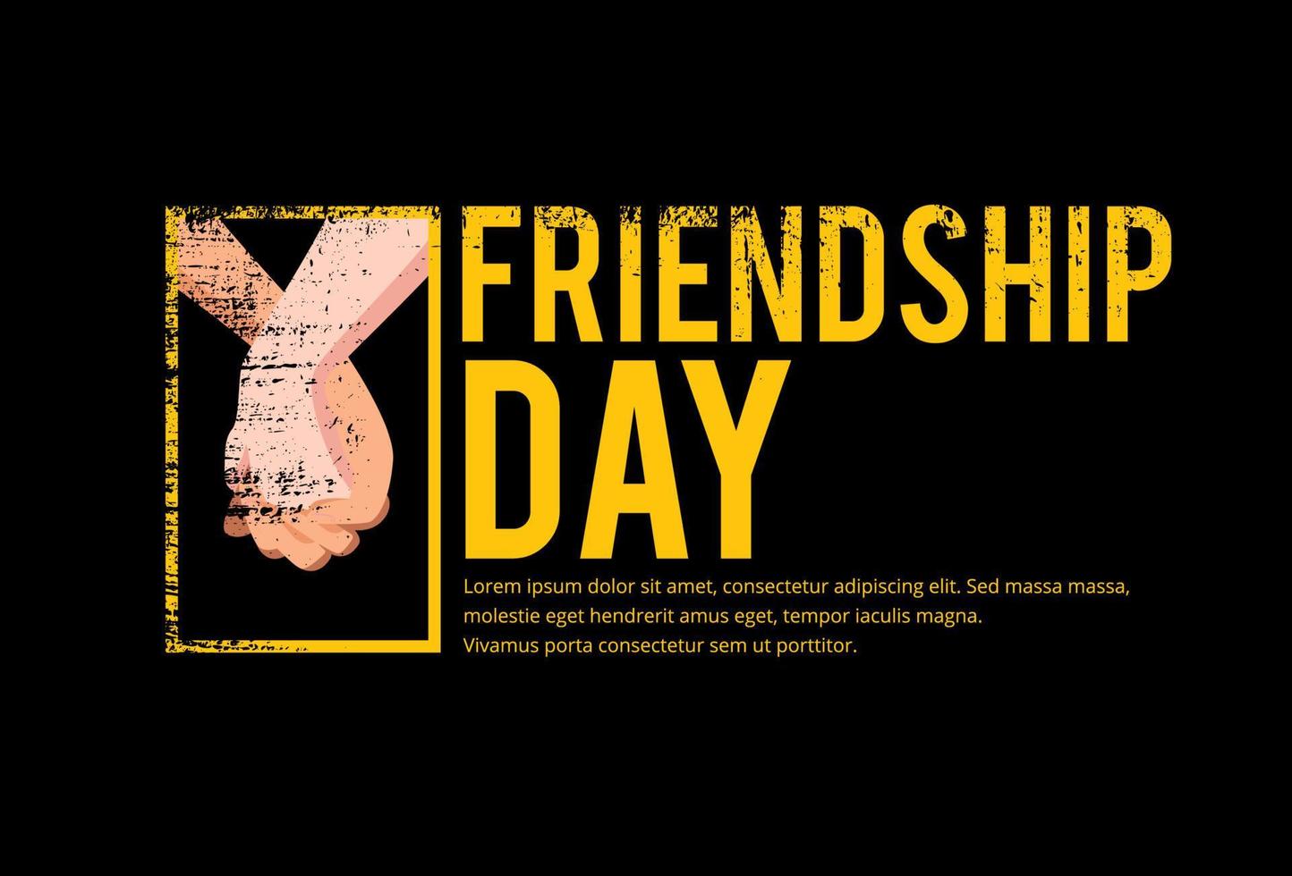 firande vänskap dag design med hand skaka människor och svart bakgrund vektor