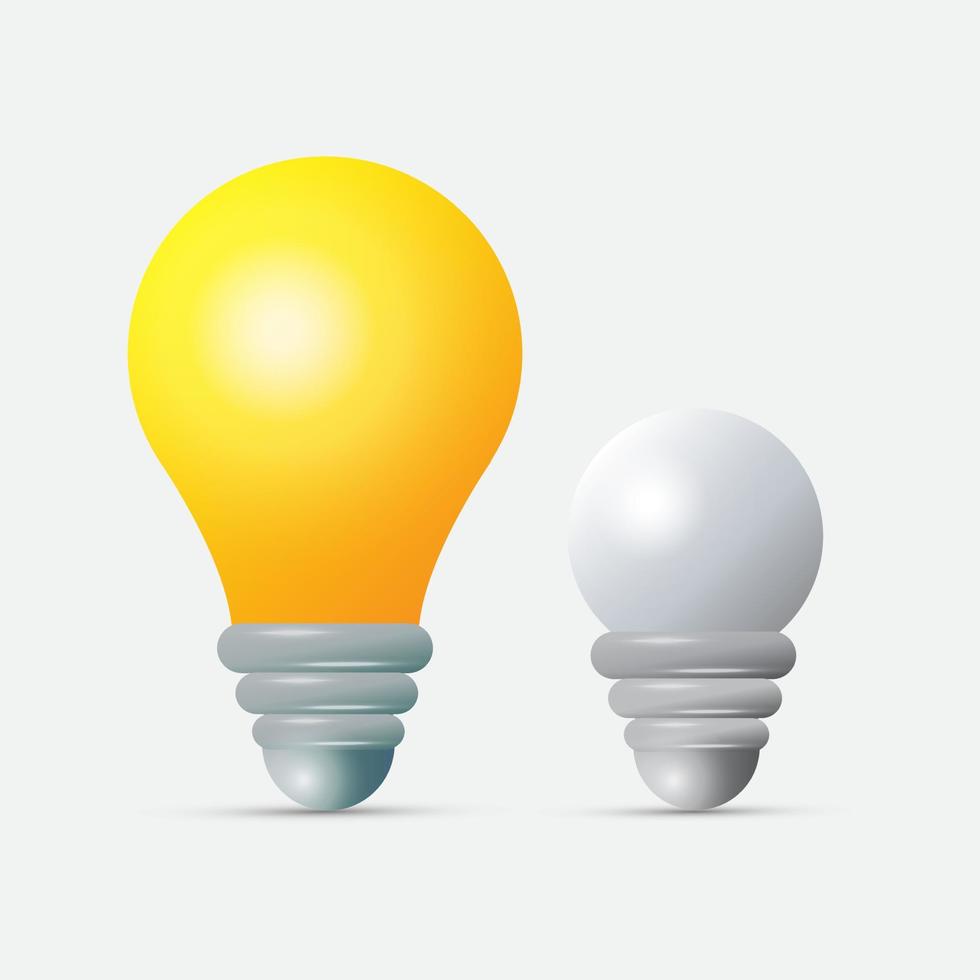 realistischer glühbirnenkarikatur-designvektor der lampe. sammlung von lampendesign-ikonenvektoren vektor