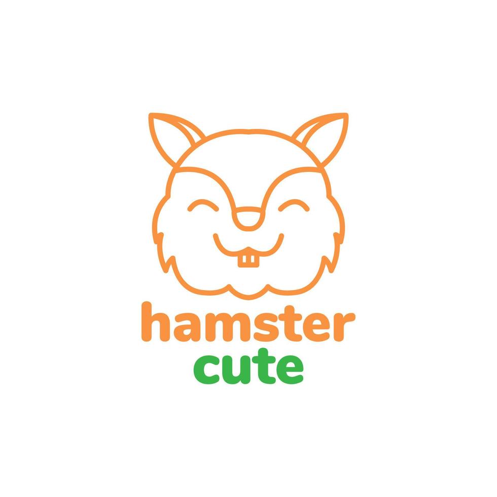 linje huvud leende hamster söt logotyp design vektor grafisk symbol ikon illustration kreativ idé