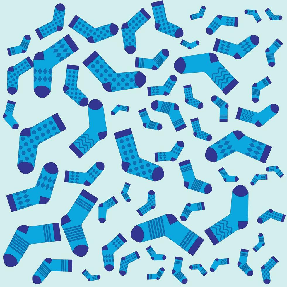 Muster mit Socken in verschiedenen Texturen und Farben. hintergrund der wintermode kleidungsstücke vektor