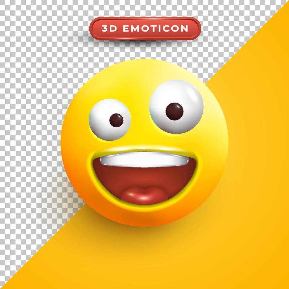 3D-emoji med dumt ansikte vektor