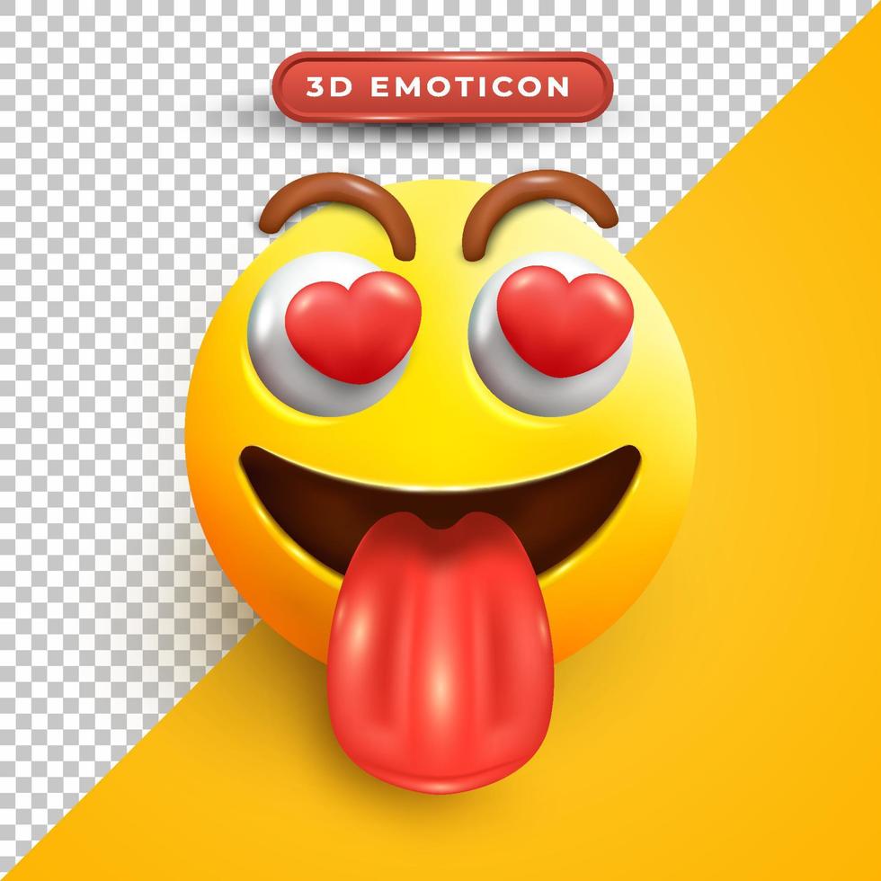 3D-emoji med förälskad ansiktsuttryck vektor