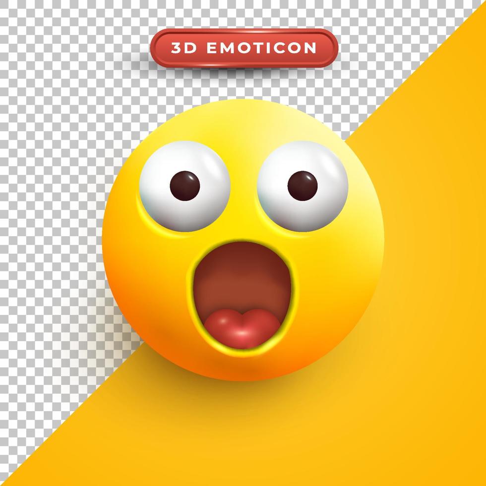 3D-emoji med mycket chockat ansikte vektor