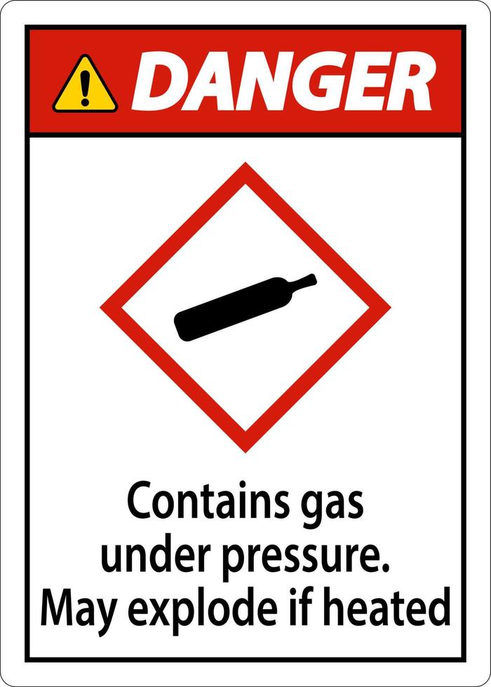 fara innehåller gas under tryck ghs tecken på vit bakgrund vektor