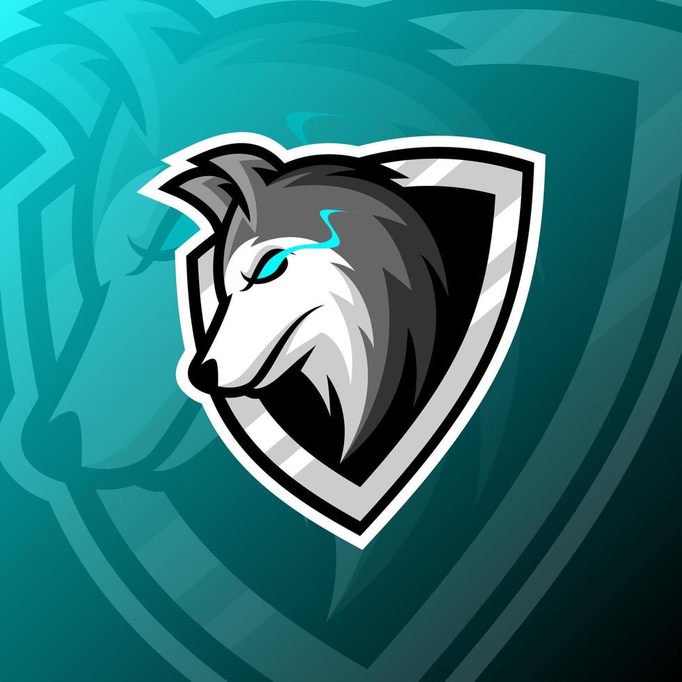 Vektorgrafik-Illustration eines Wolfs im Esport-Logo-Stil. perfekt für Spielteam oder Produktlogo vektor