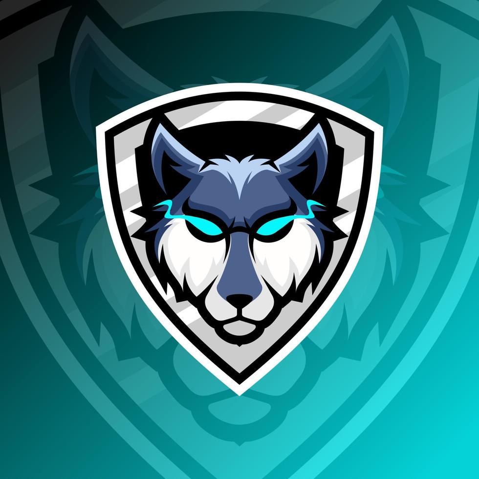 Vektorgrafik-Illustration eines Wolfs im Esport-Logo-Stil. perfekt für Spielteam oder Produktlogo vektor