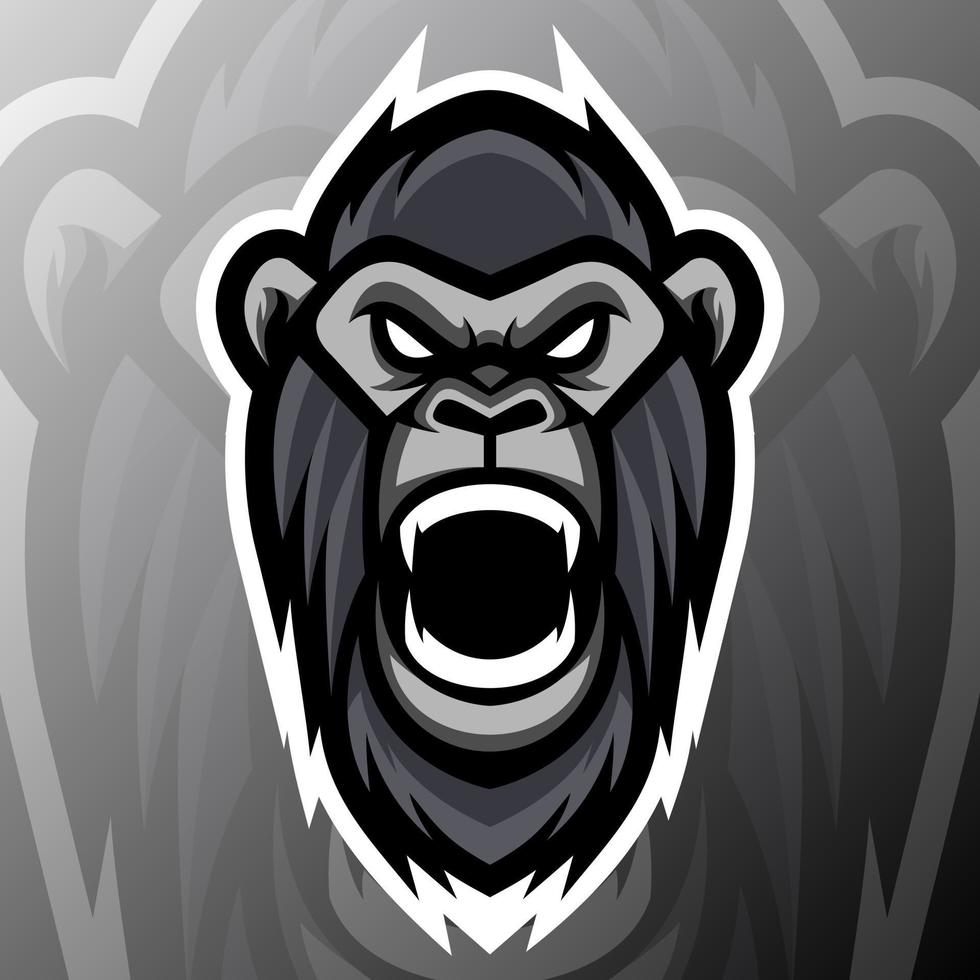 vektorgrafik illustration av en gorilla i esport logotyp stil. perfekt för spelteam eller produktlogotyp vektor