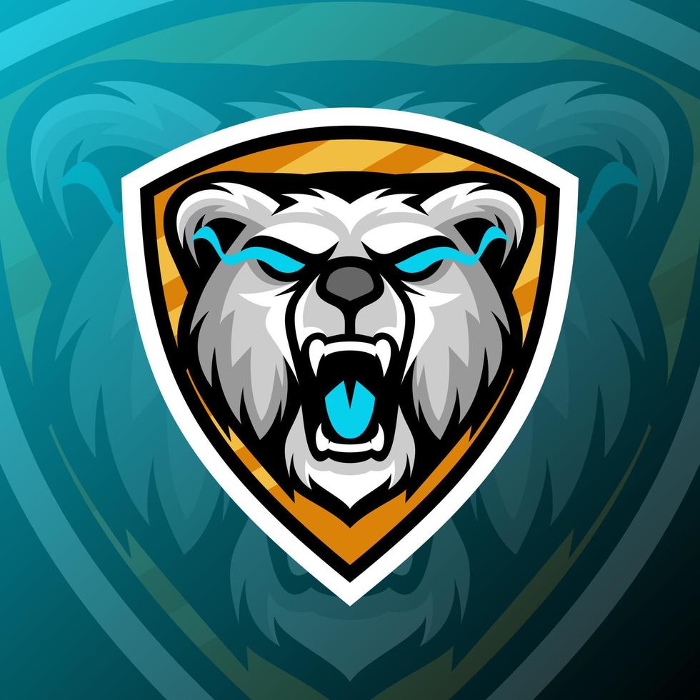 Vektorgrafik-Illustration eines weißen Bären, der im Esport-Logo-Stil wütend ist. perfekt für Spielteam oder Produktlogo vektor