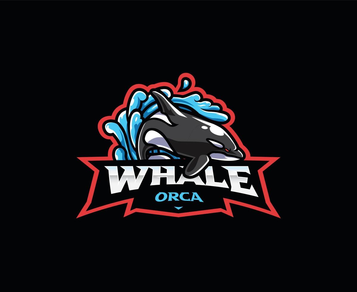 späckhuggare whale maskot logotyp vektor