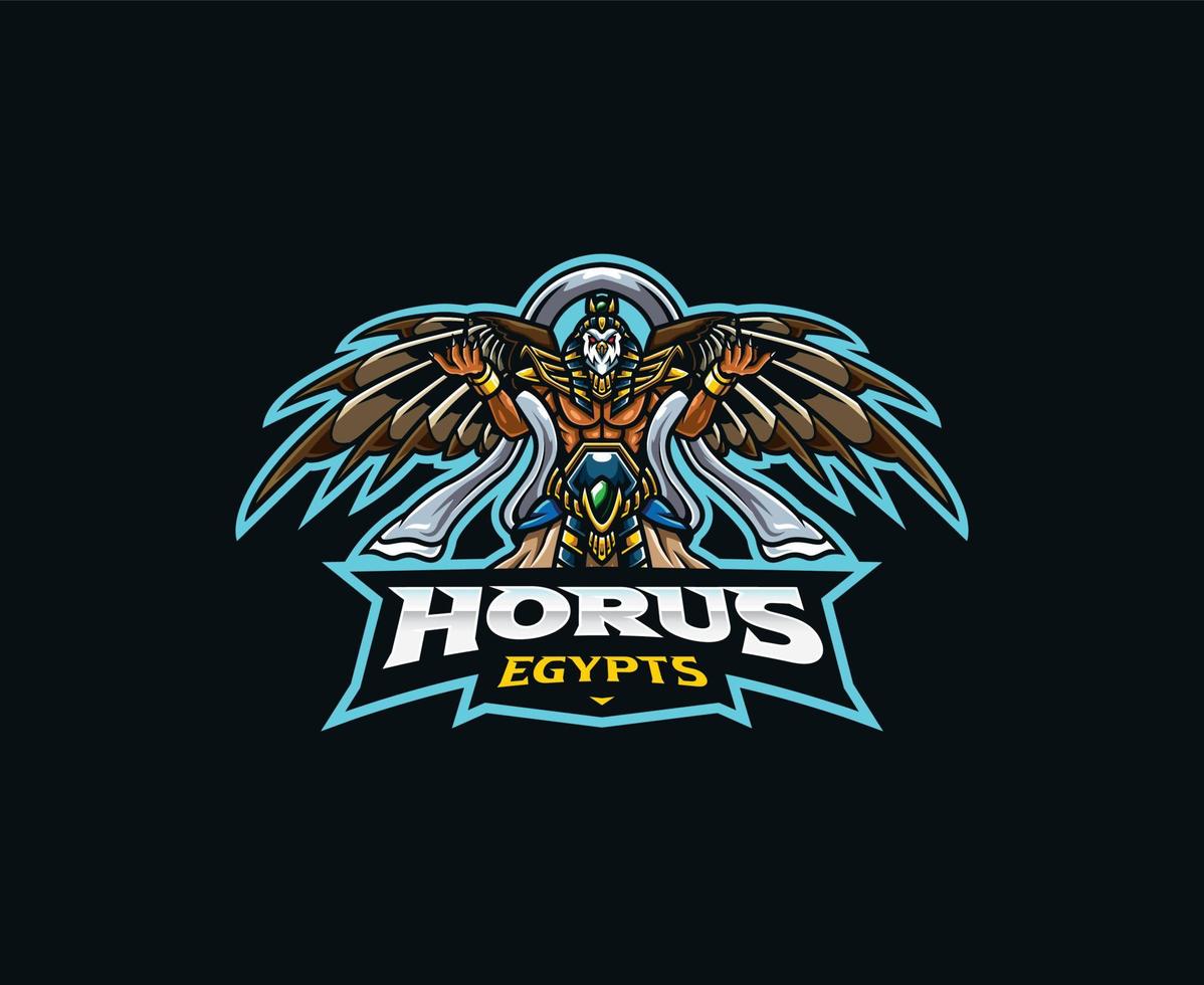 horus maskot logotyp design. vektor illustration mytologiska varelse egyptiska guden horus. logotyp illustration för maskot eller symbol och identitet, emblem sport eller e-sport spelteam