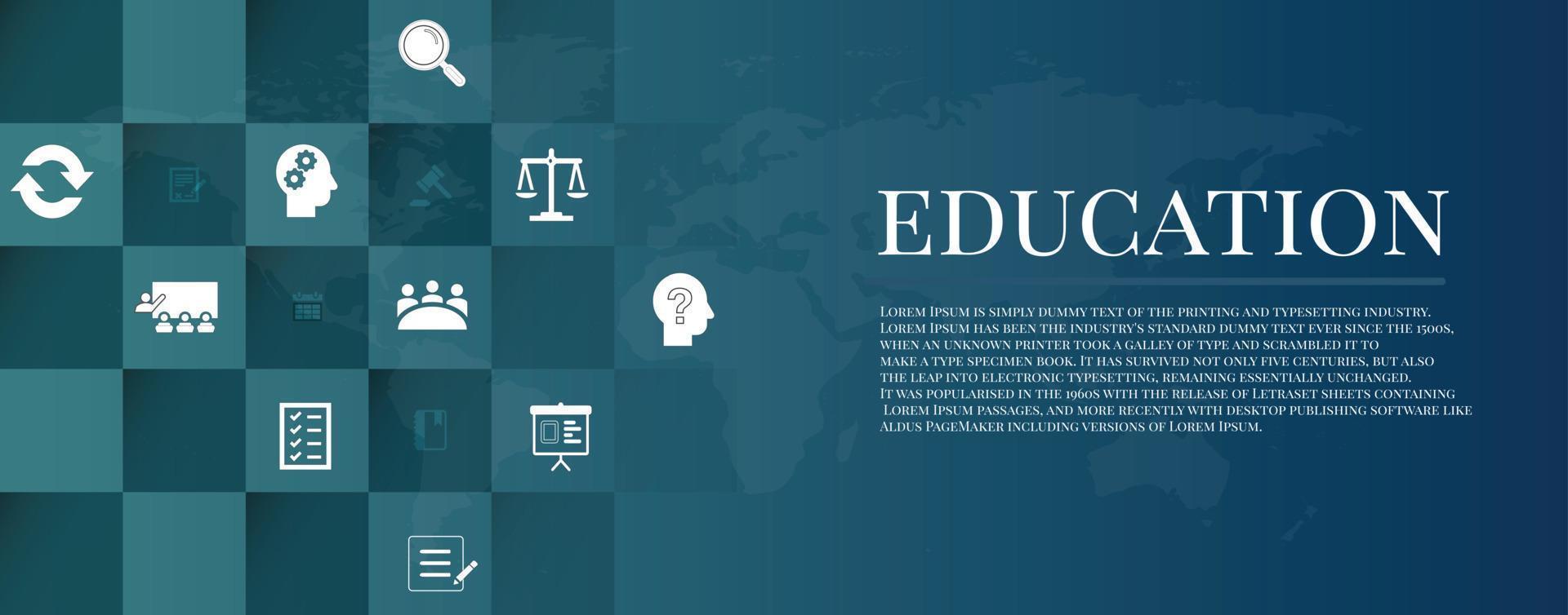 utbildning Ikonuppsättning - webbhuvud banner vektor