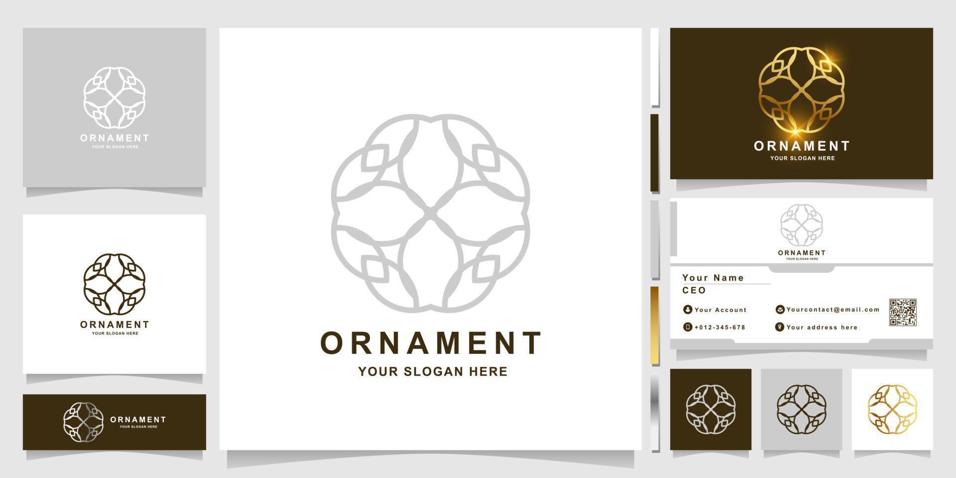 minimalistische elegante Ornament-Logo-Vorlage mit Visitenkarten-Design vektor