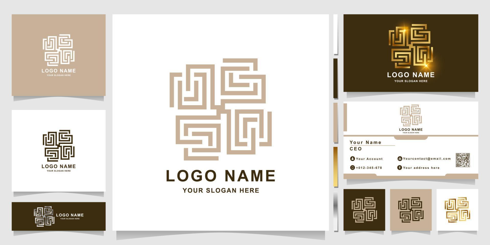 Ornament-Logo-Vorlage mit Visitenkarten-Design. vektor