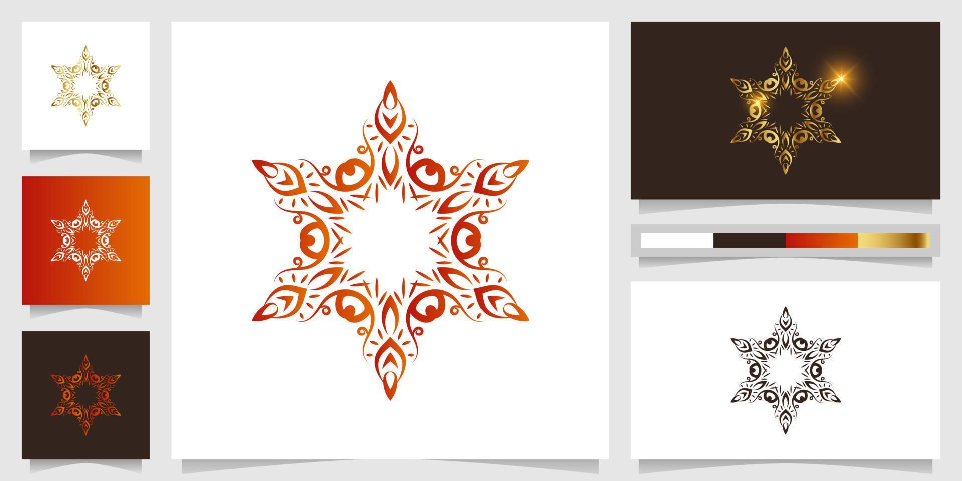 stjärna blomma, boutique eller prydnad logotyp mall med visitkort design. vektor