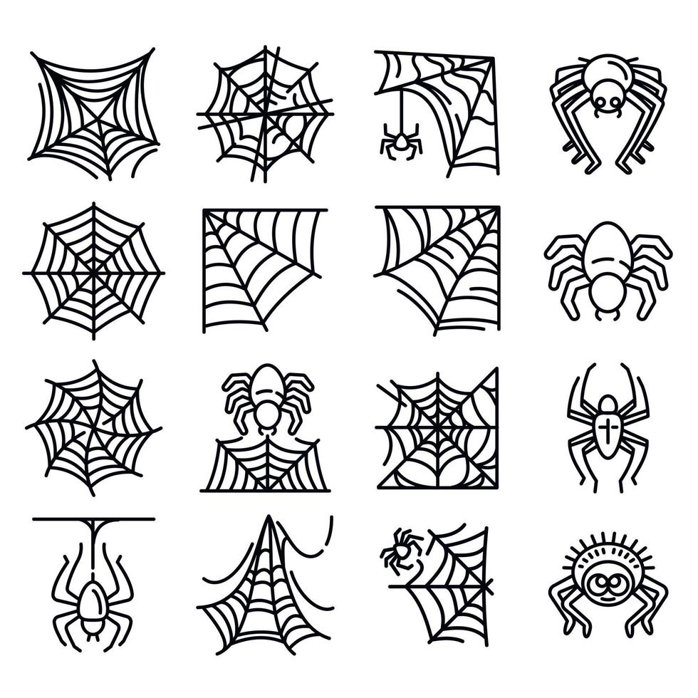 Spinnen-Icon-Set, Umrissstil vektor