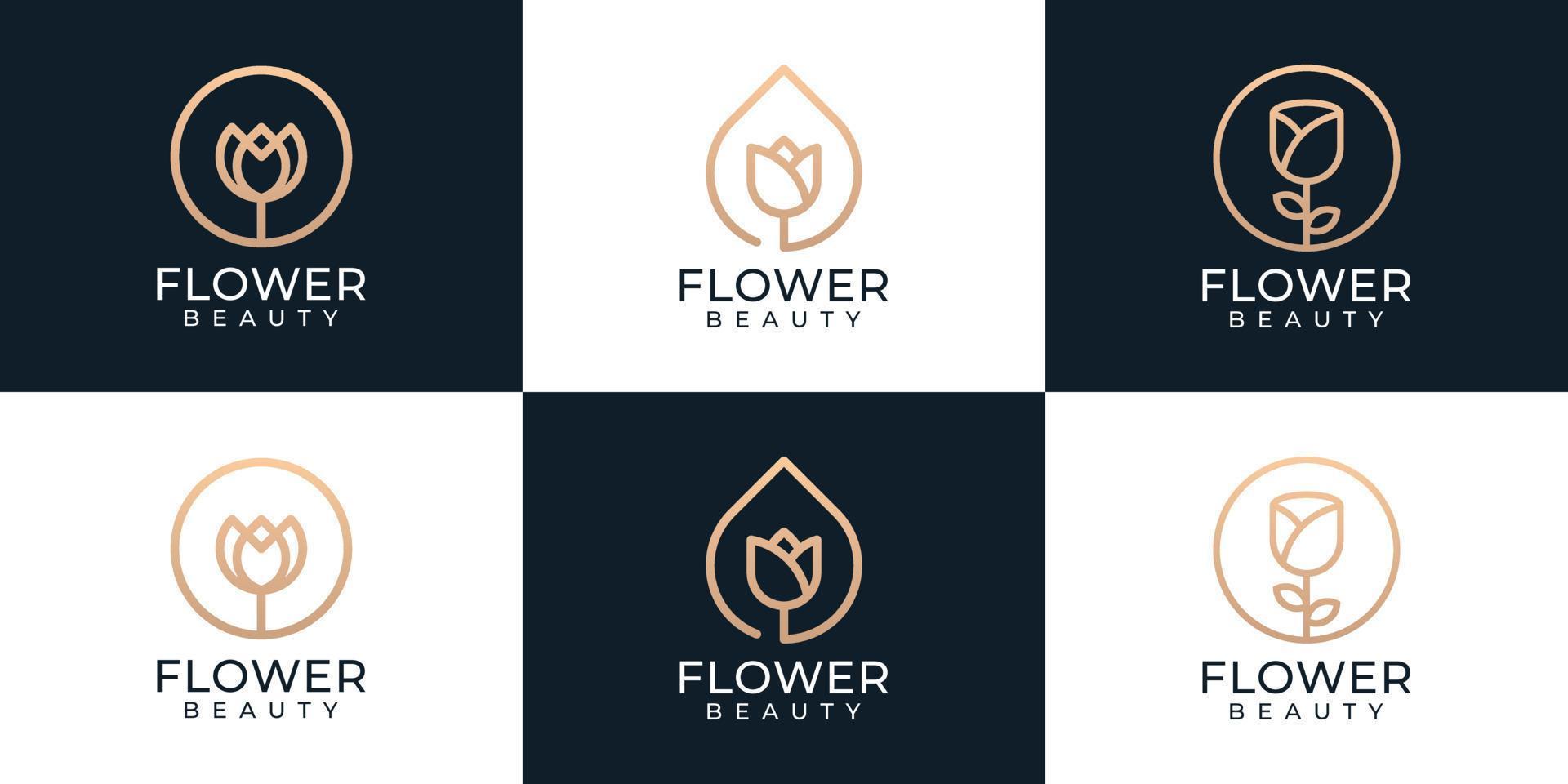Luxus-Schönheitsblumen-Natur-Logo-Sammlung vektor