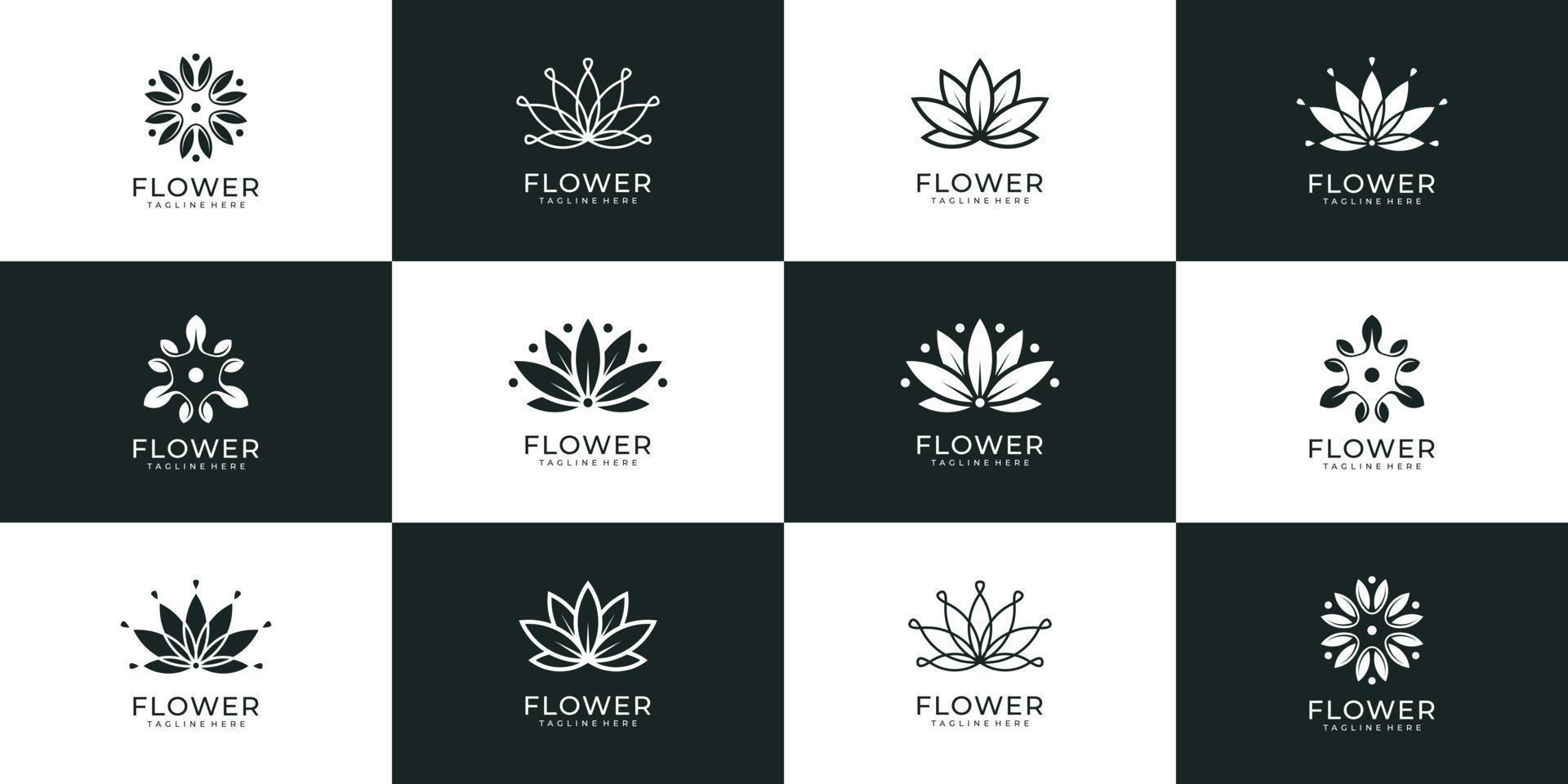 unik vacker lyxig blomma logotyp mall för spa hotell resort vektor