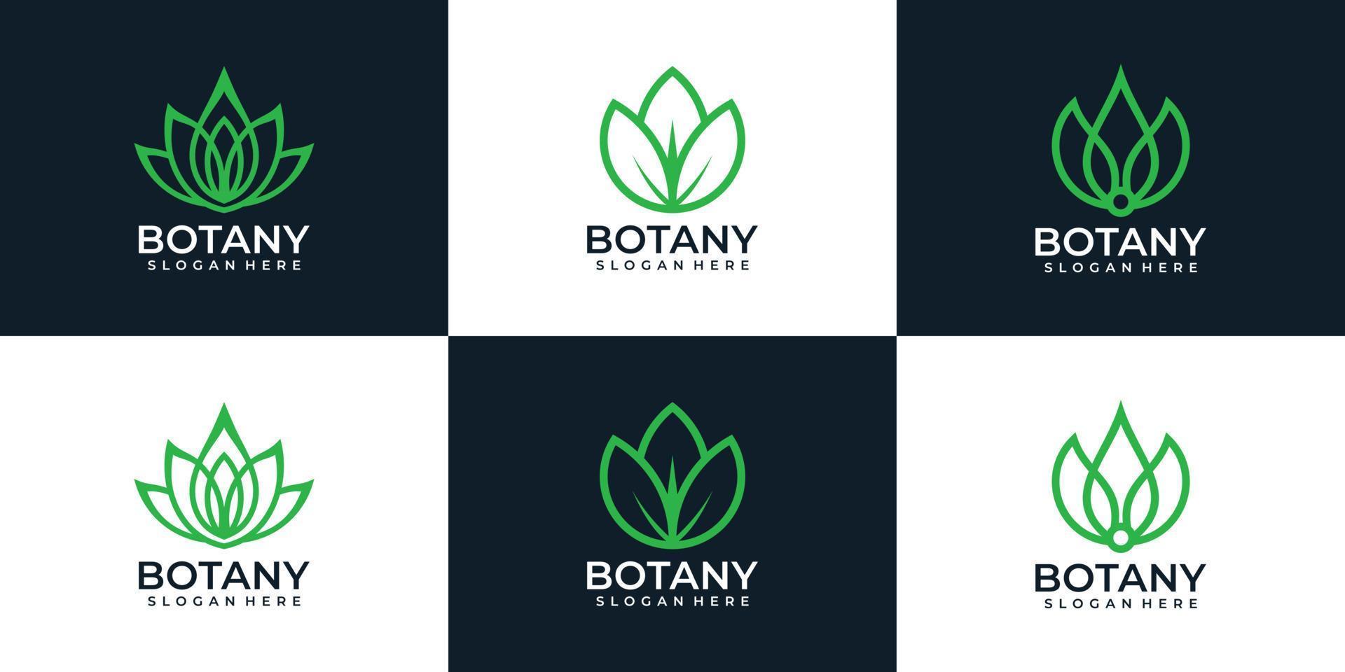 botanik natur minimalistisk elegant logotypdesign inspiration vektor