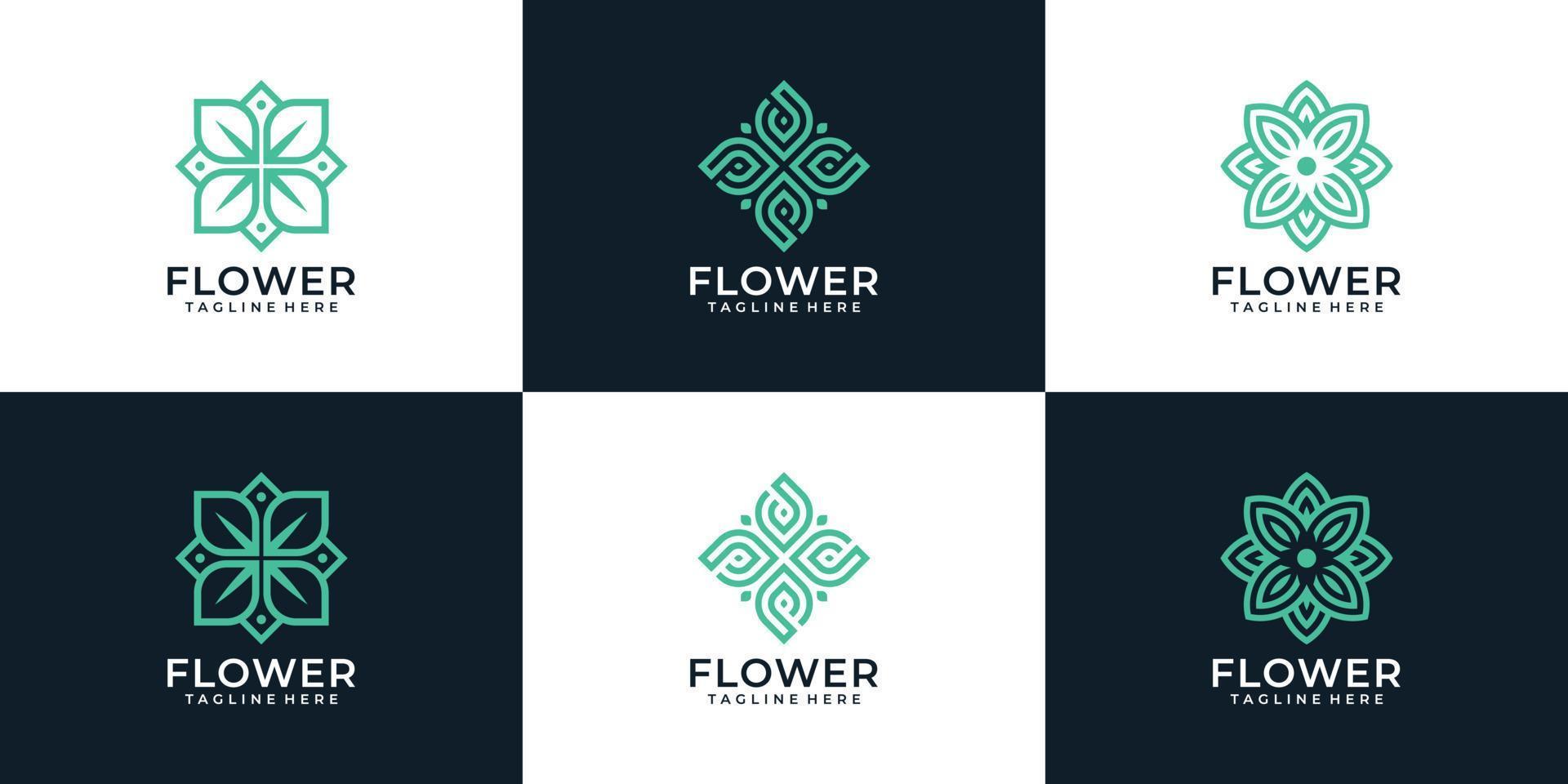 satz des monogrammschönheitsblumen-logodesigns vektor