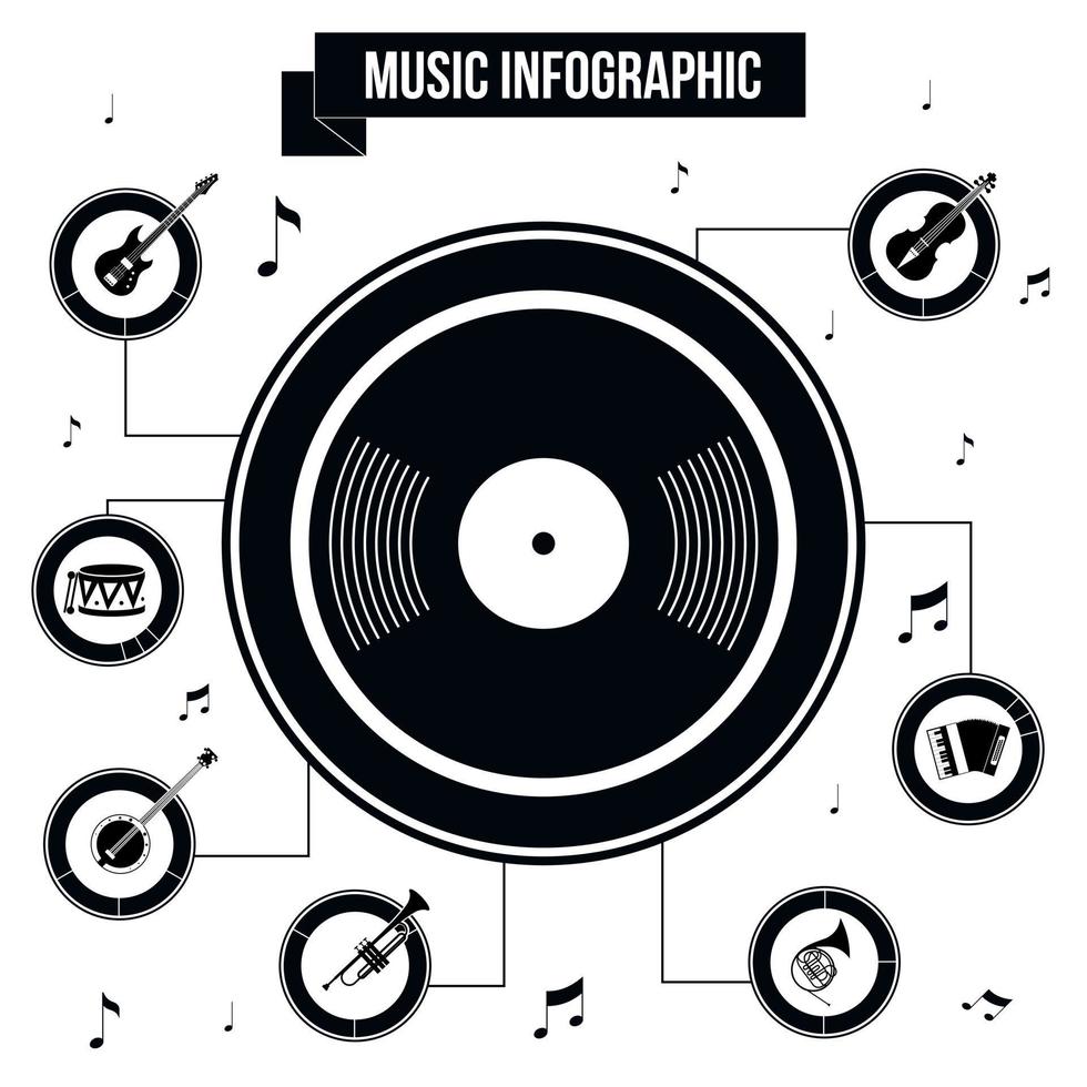 musik infographic, enkel stil vektor