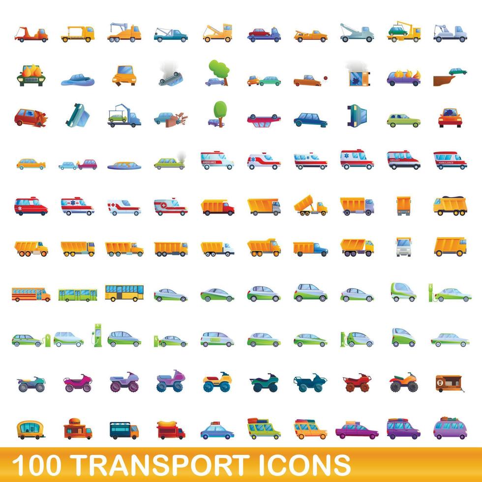 100 Transportsymbole im Cartoon-Stil vektor