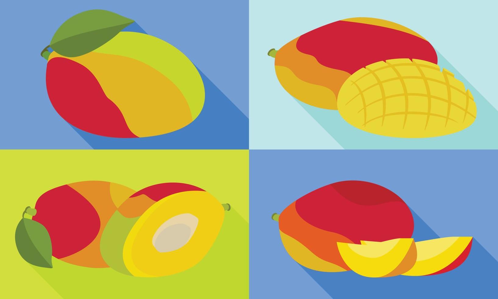 mango ikoner set, platt stil vektor