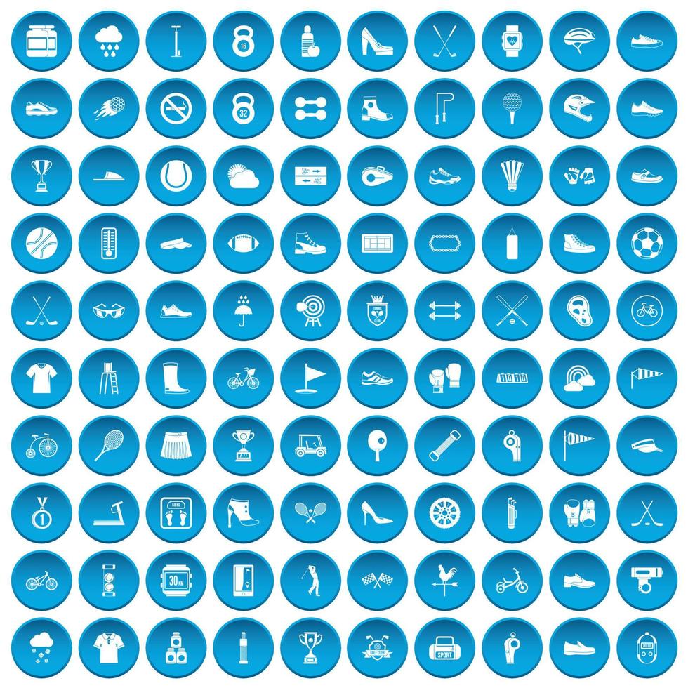 100 Sneaker-Icons blau gesetzt vektor
